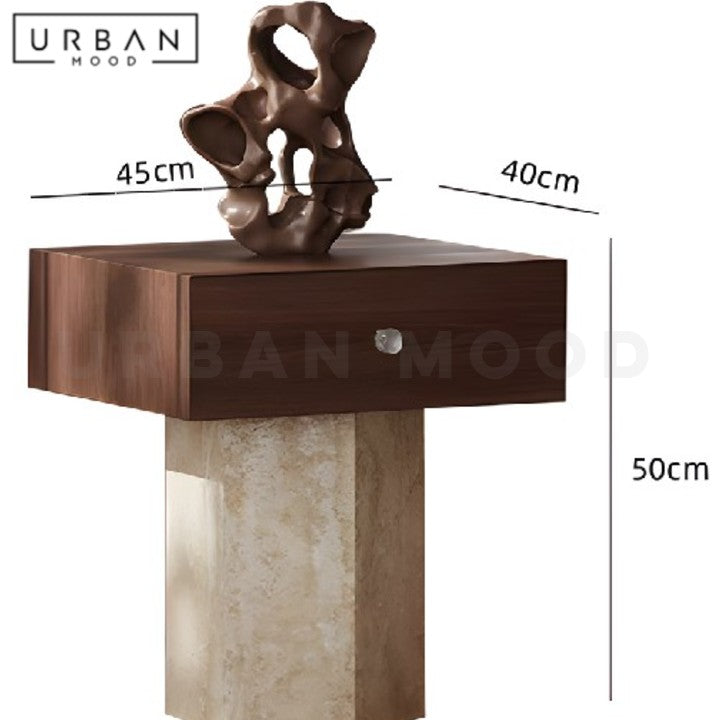 HAYA Modern Travertine Side Table