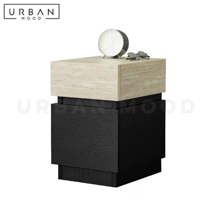 BANEZ Modern Travertine Bedside Table