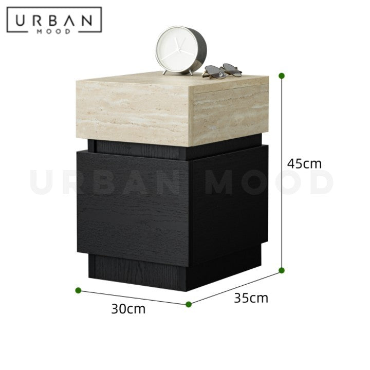 BANEZ Modern Travertine Bedside Table
