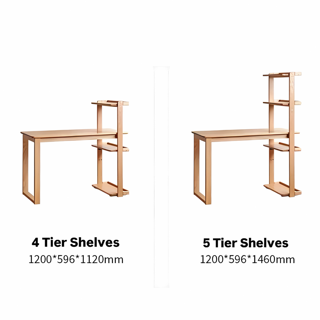 YELKO Modern Oak Wood Study Table with Shelves - Urban Mood Singapore