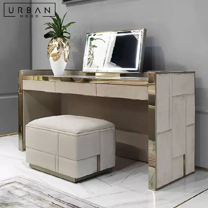 YEONG Modern Leather Vanity Table