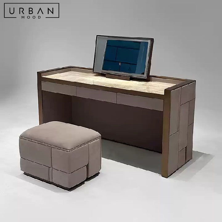 YEONG Modern Leather Vanity Table
