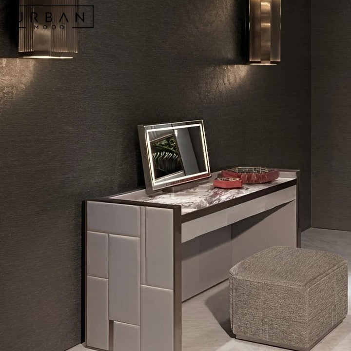 YEONG Modern Leather Vanity Table
