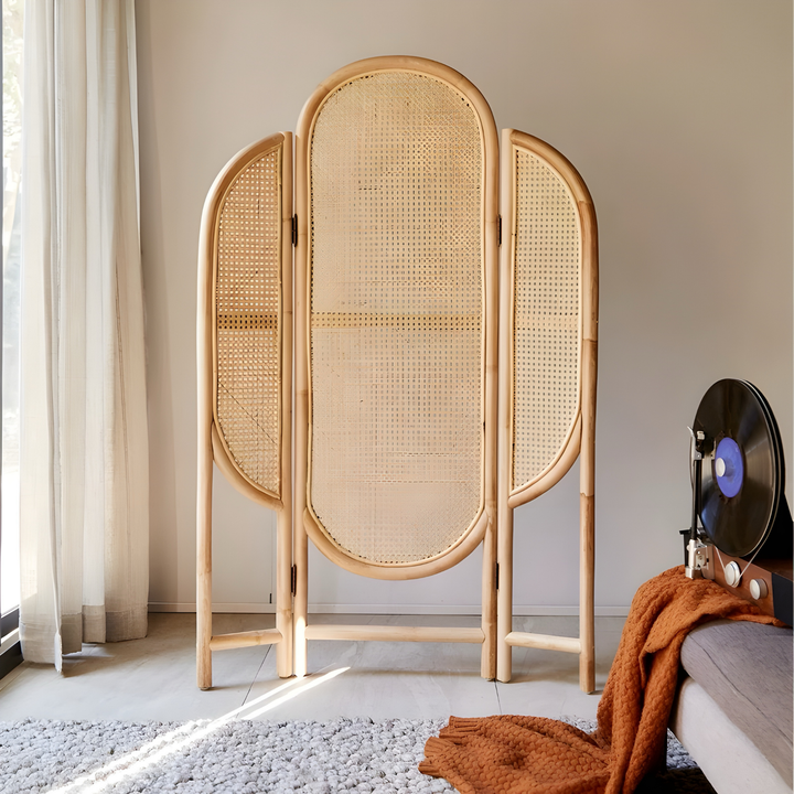 YOVA Rustic Rattan Foldable Partition - Urban Mood Singapore