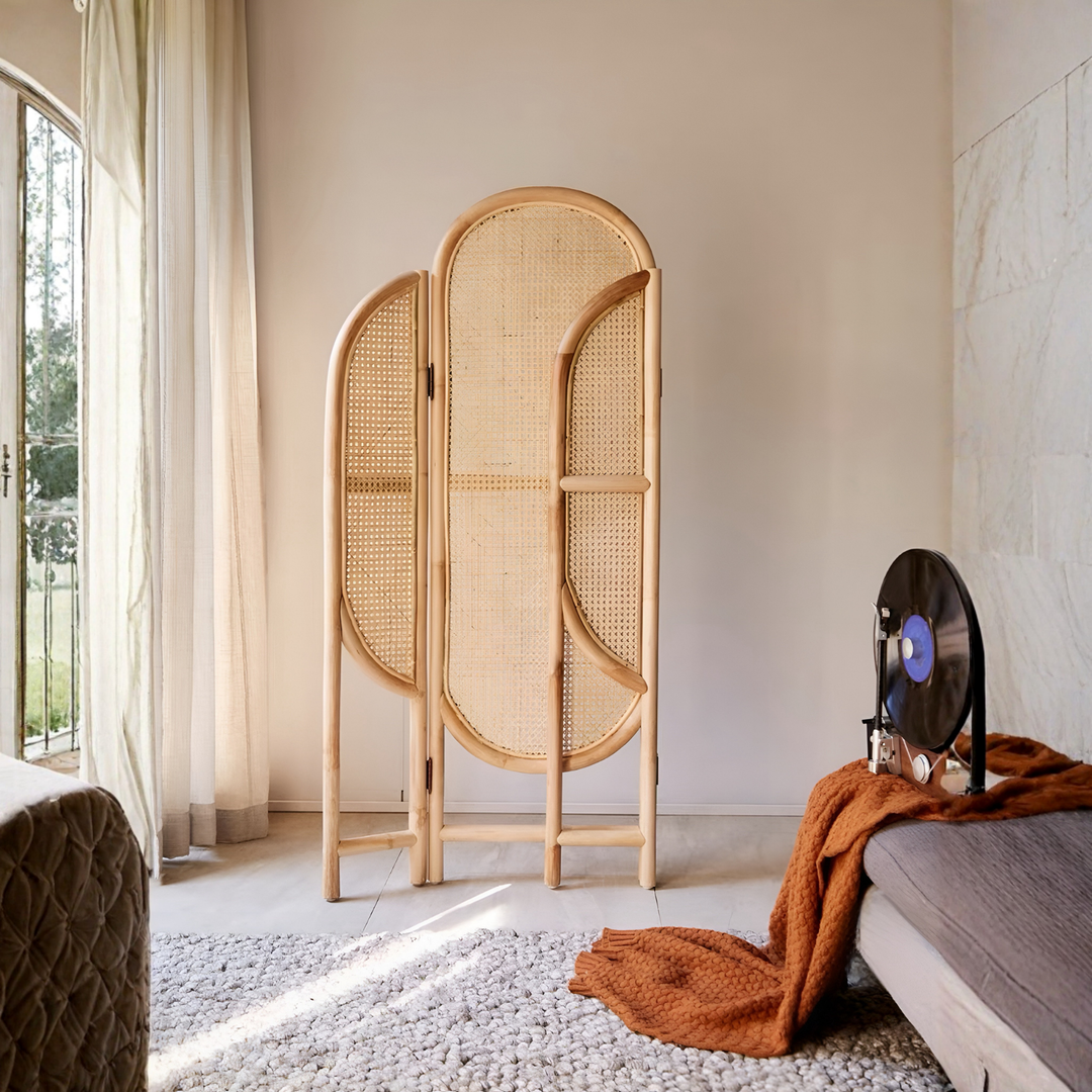 YOVA Rustic Rattan Foldable Partition - Urban Mood Singapore
