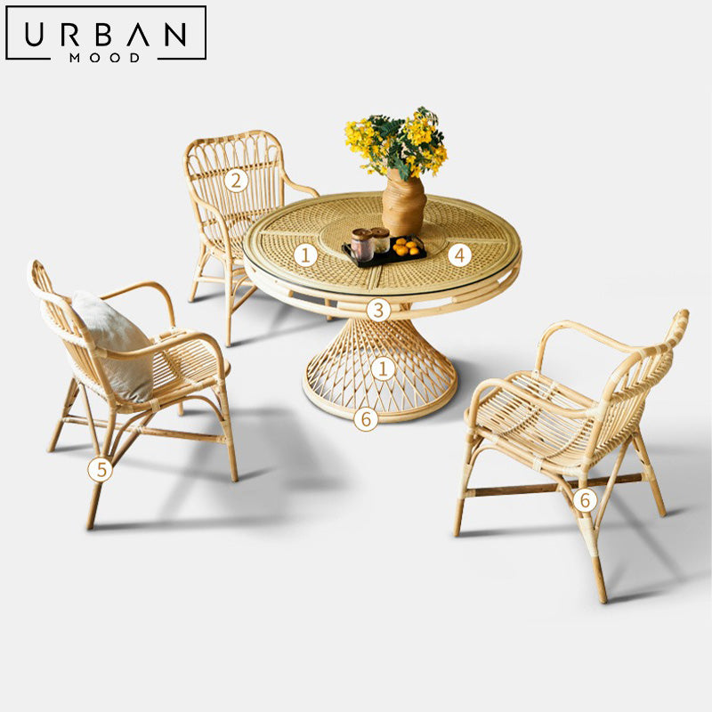 YSMIN Rattan Dining Table & Chairs