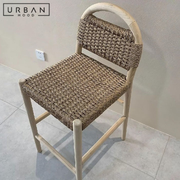 DENKO Rustic Rattan Bar Stool