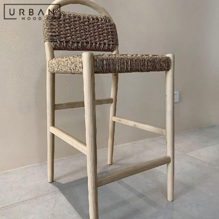 DENKO Rustic Rattan Bar Stool