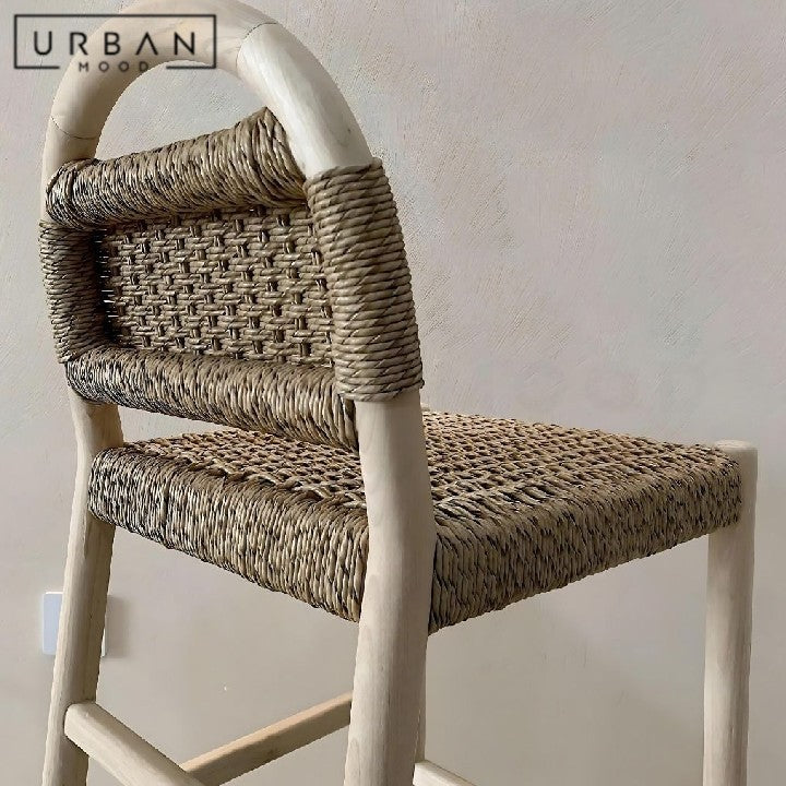 DENKO Rustic Rattan Bar Stool