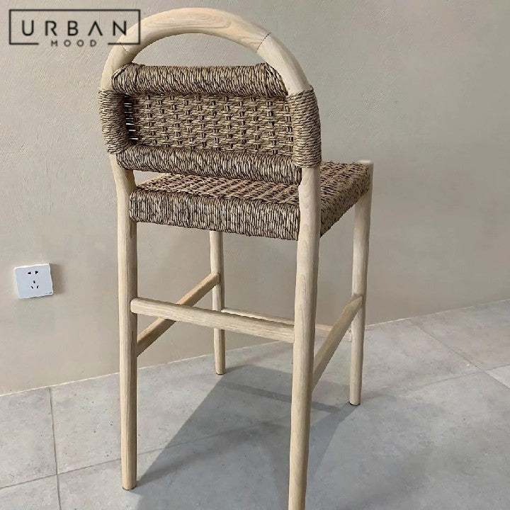 DENKO Rustic Rattan Bar Stool