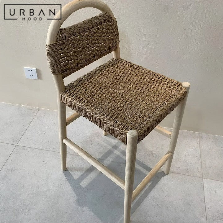 DENKO Rustic Rattan Bar Stool