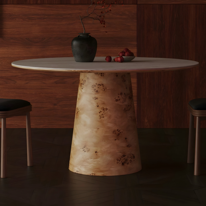 ZENAR Modern Travertine Round Dining Table - Urban Mood Singapore