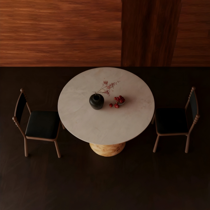 ZENAR Modern Travertine Round Dining Table - Urban Mood Singapore