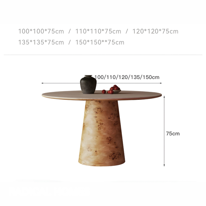 ZENAR Modern Travertine Round Dining Table - Urban Mood Singapore