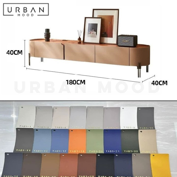 ZEQ Modern Saddle Leather TV Console