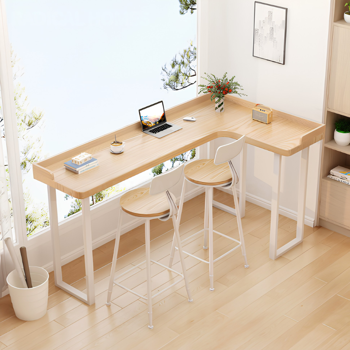 ZORIN Modern Solid Wood L Shaped Bar Table - Urban Mood Singapore