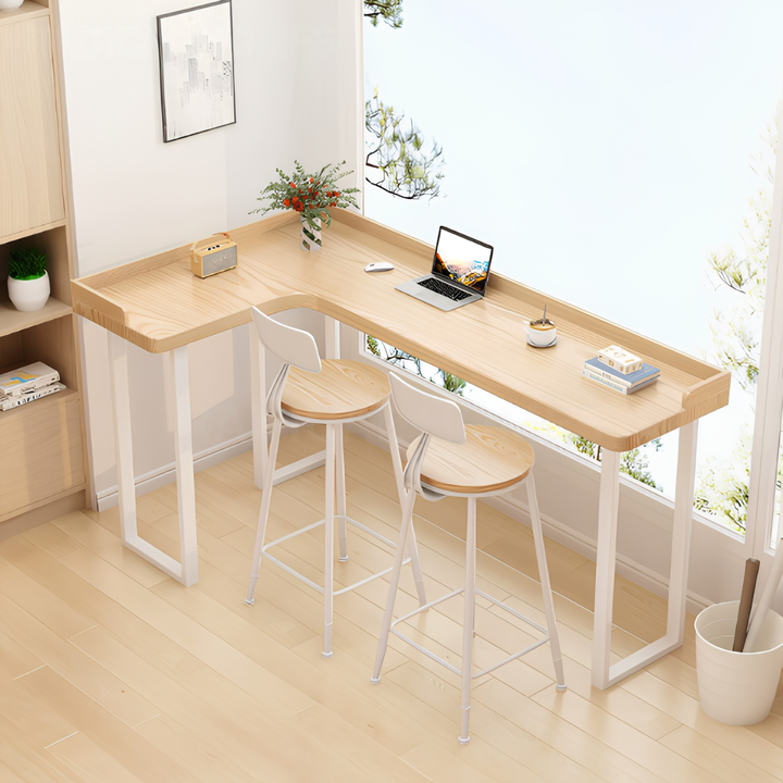 ZORIN Modern Solid Wood L Shaped Bar Table - Urban Mood Singapore