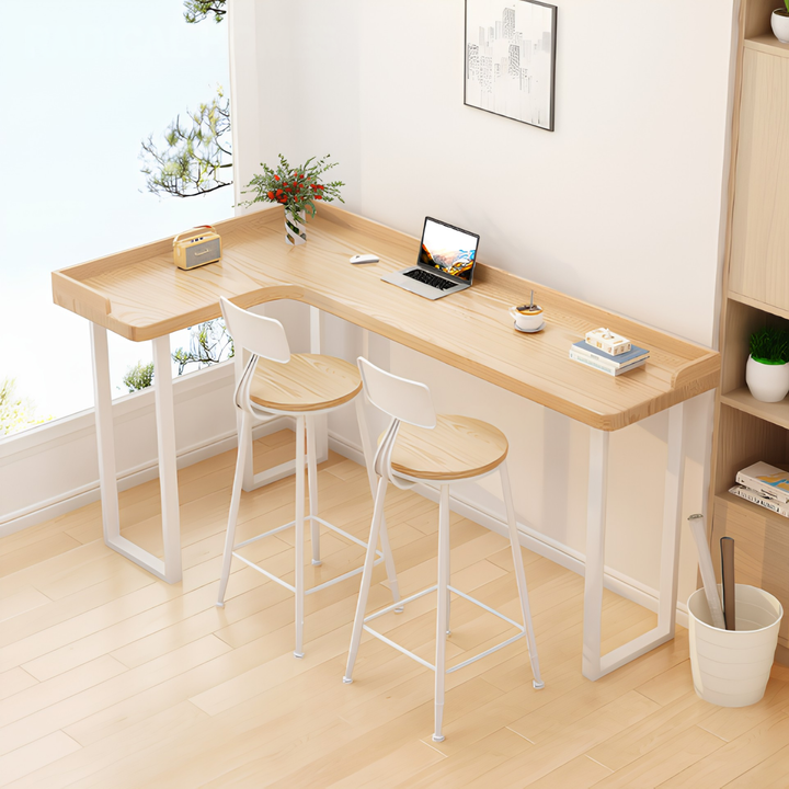 ZORIN Modern Solid Wood L Shaped Bar Table - Urban Mood Singapore