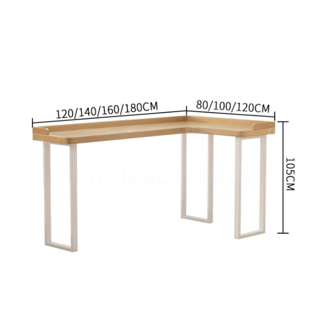 ZORIN Modern Solid Wood L Shaped Bar Table - Urban Mood Singapore