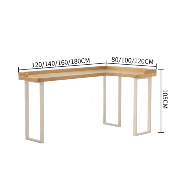 ZORIN Modern Solid Wood L Shaped Bar Table - Urban Mood Singapore