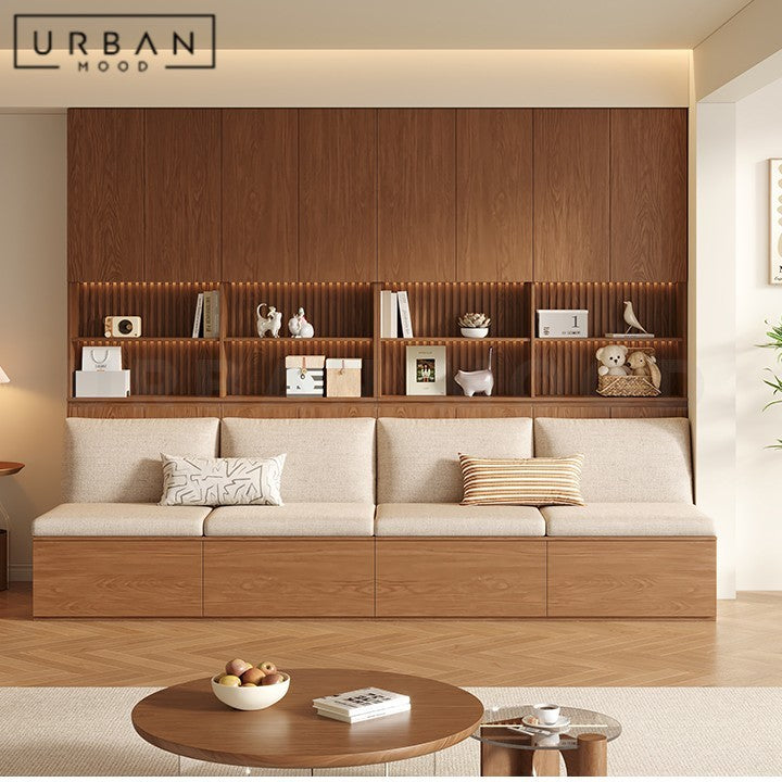 ZWAN Modern Solid Wood Display Cabinet Ottoman