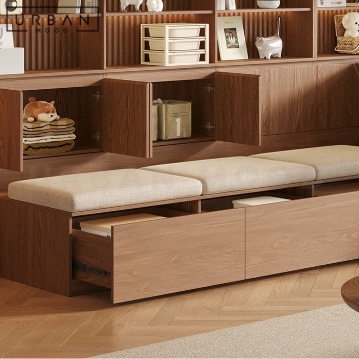 ZWAN Modern Solid Wood Display Cabinet Ottoman