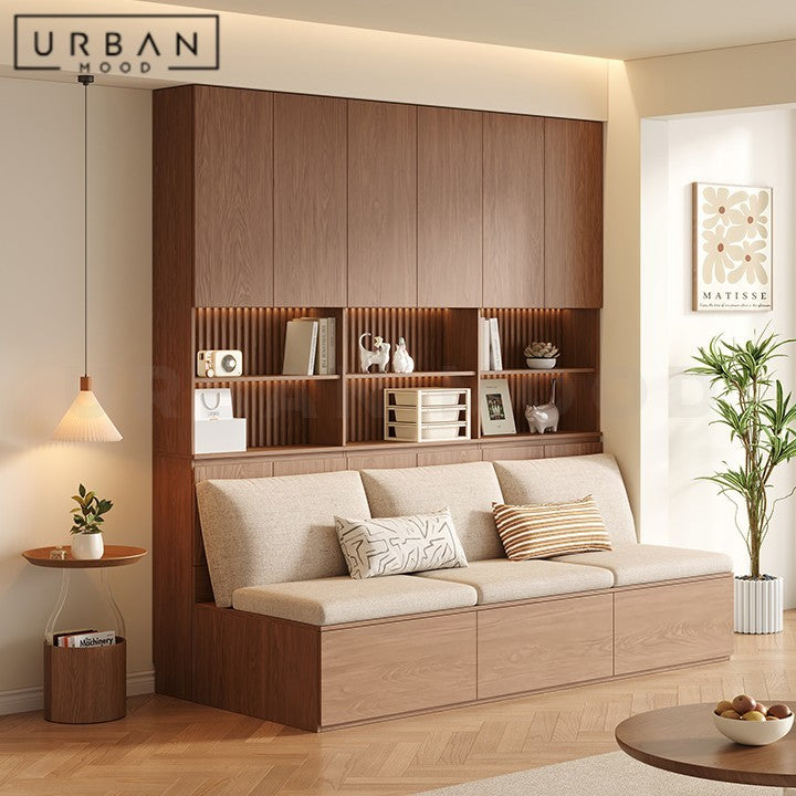 ZWAN Modern Solid Wood Display Cabinet Ottoman