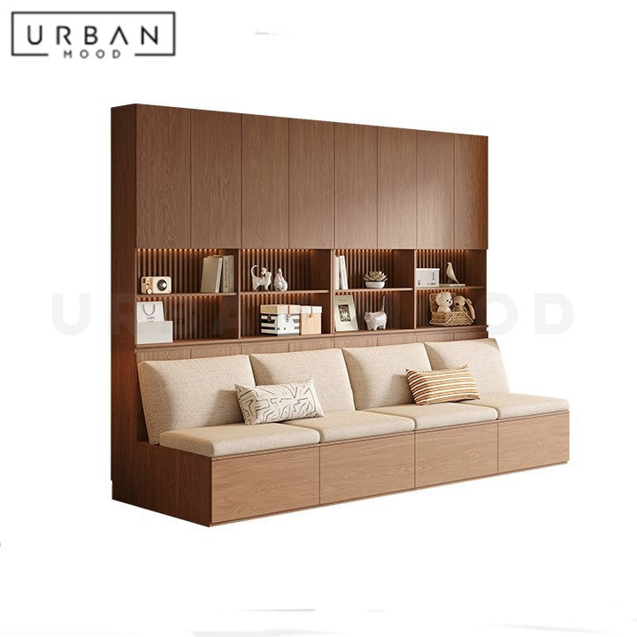 ZWAN Modern Solid Wood Display Cabinet Ottoman