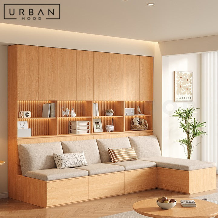 ZWAN Modern Solid Wood Display Cabinet Ottoman