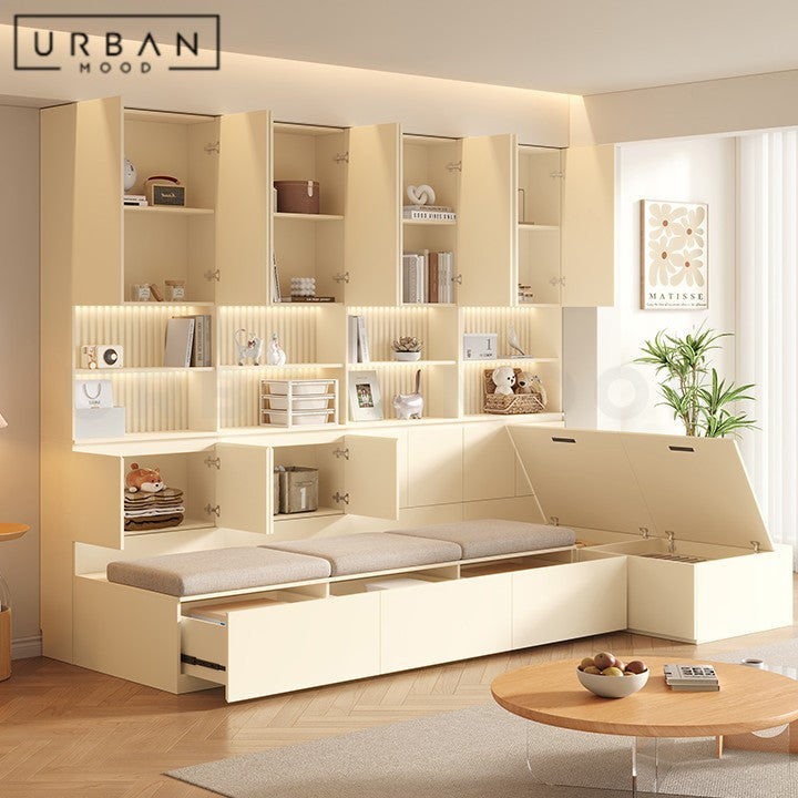 ZWAN Modern Solid Wood Display Cabinet Ottoman