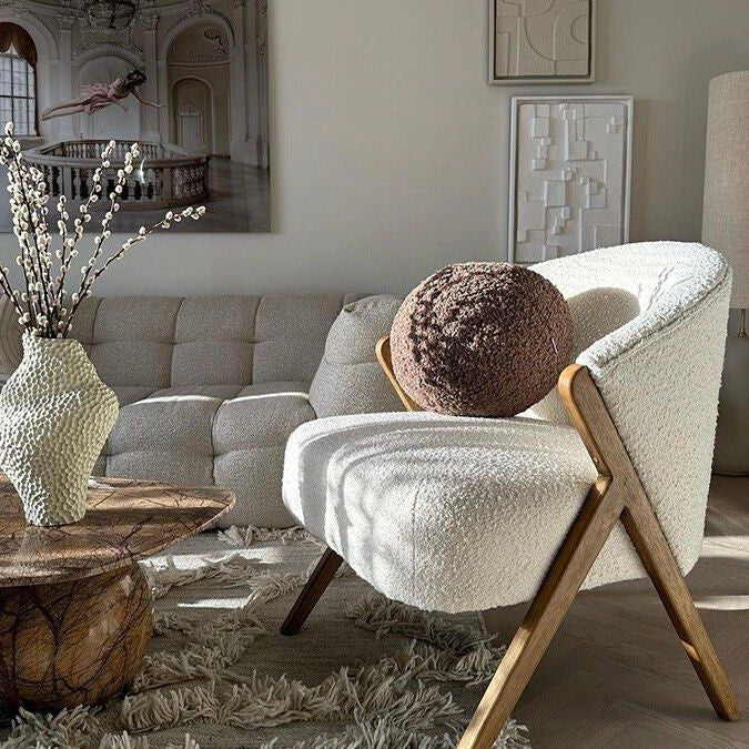 PIKO Modern Boucle Lounge Chair - Cassa Haus Singapore