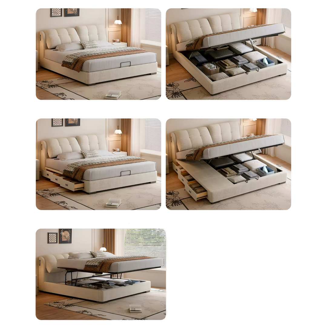 RAVIEN Modern Scratch Proof Fabric Storage Bedframe - Cassa Haus Singapore
