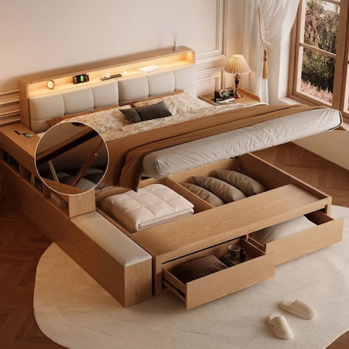 TAZMER Modern Multipurpose Storage Bedframe - Cassa Haus Singapore