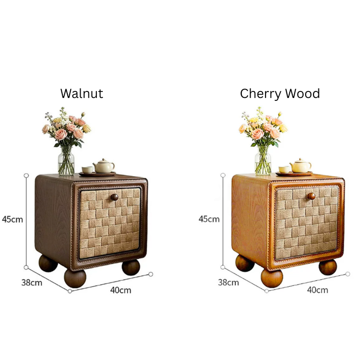 CALLEN Vintage Rattan Bedside Table - Cassa Haus Singapore