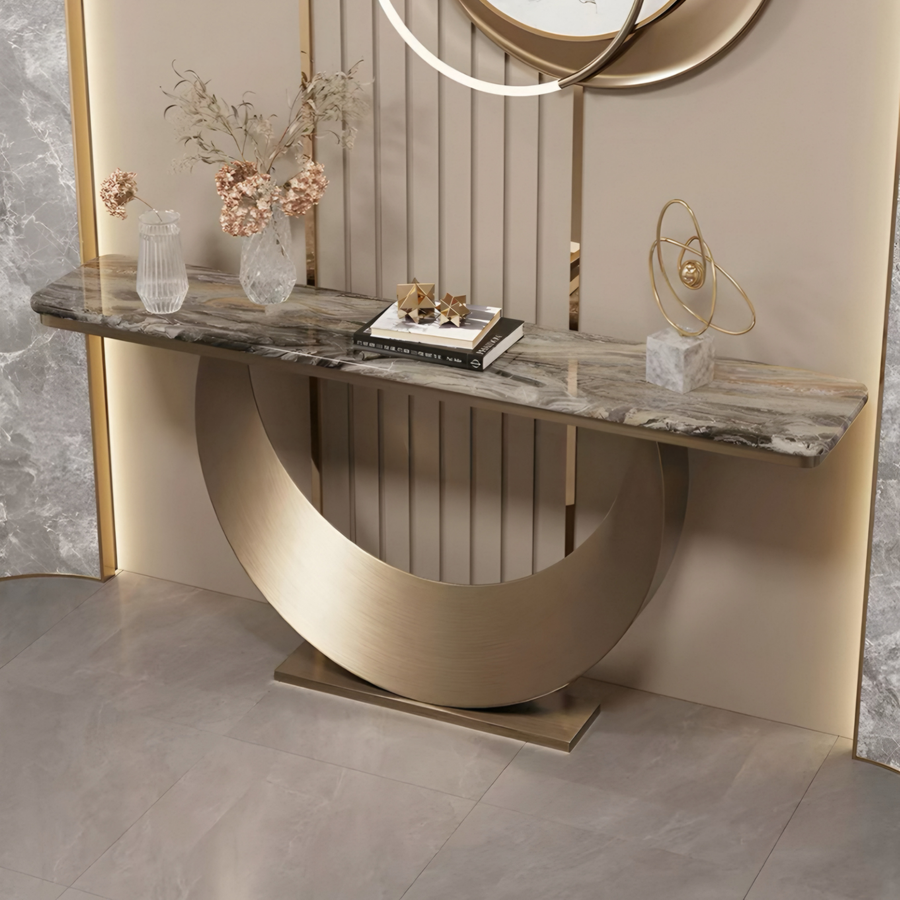 ARCELLE Modern Natural Marble Console Table - Cassa Haus Singapore