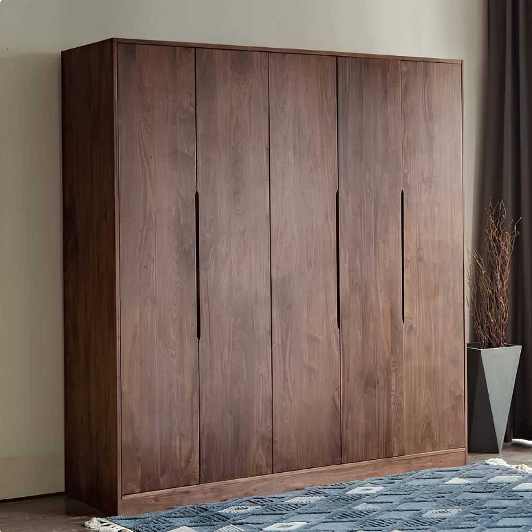 MORQEN Modern Black Walnut Wood Wardrobe - Cassa Haus Singapore