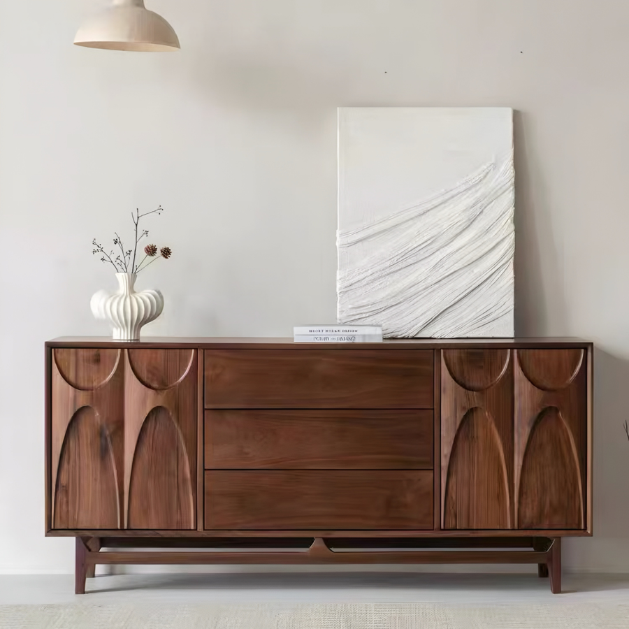 ARCOVEN Rustic Walnut Wood Sideboard - Cassa Haus Singapore
