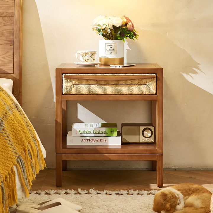 RYDEN Japandi Solid Wood Bedside Table - Cassa Haus Singapore