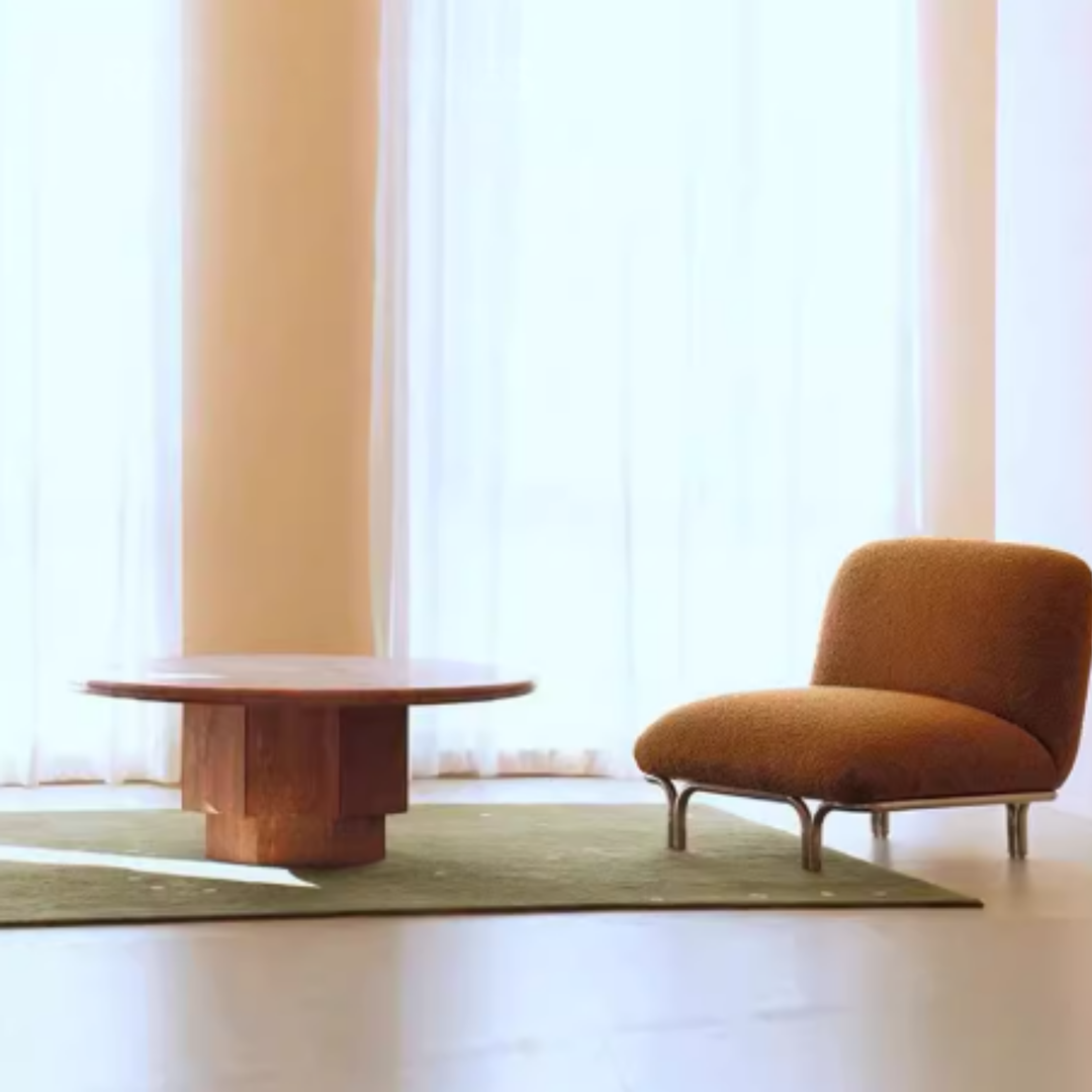 ROVENA Red Travertine Round Coffee Table - Cassa Haus Singapore