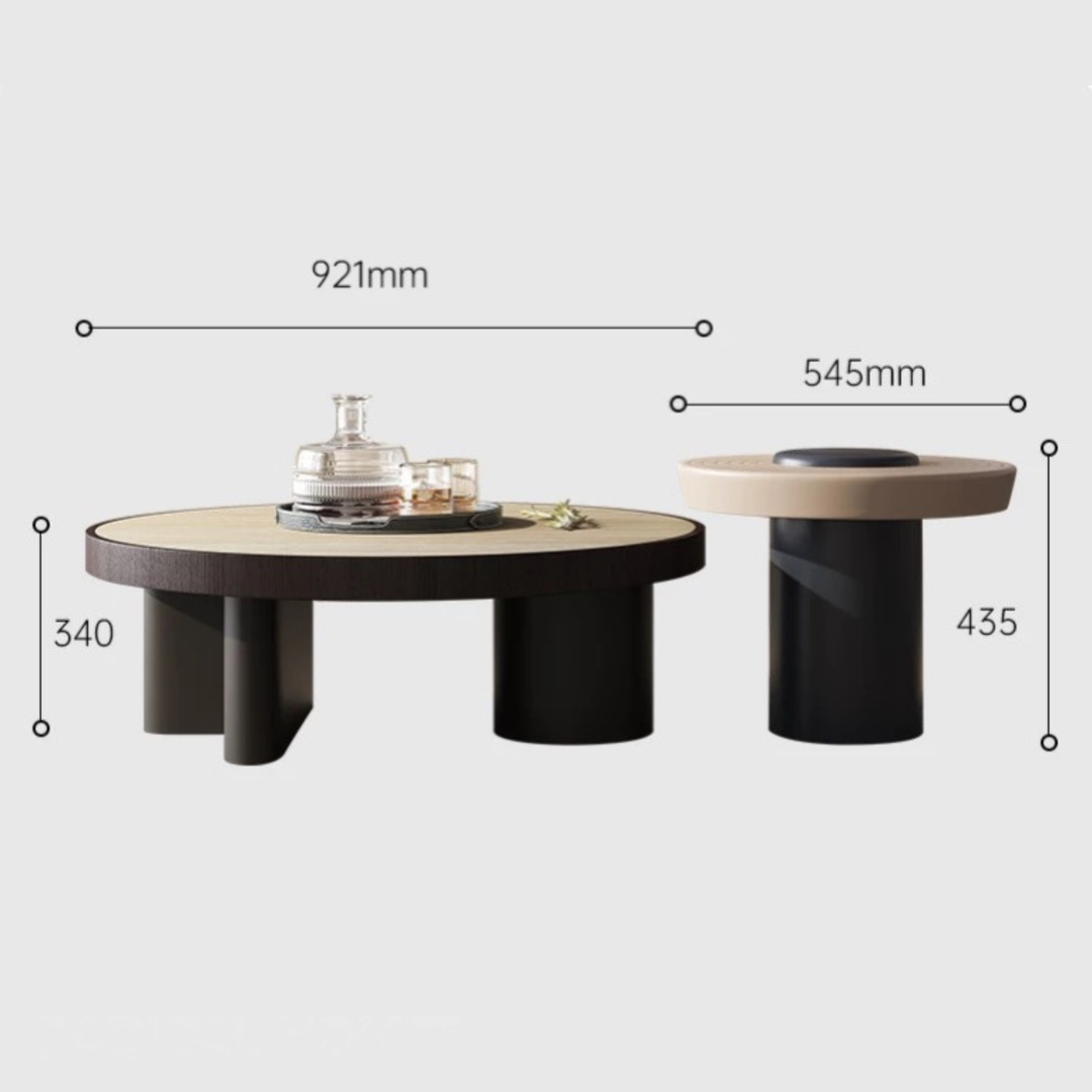 SORELLO Modern Travertine Round Coffee Table Set - Cassa Haus Singapore