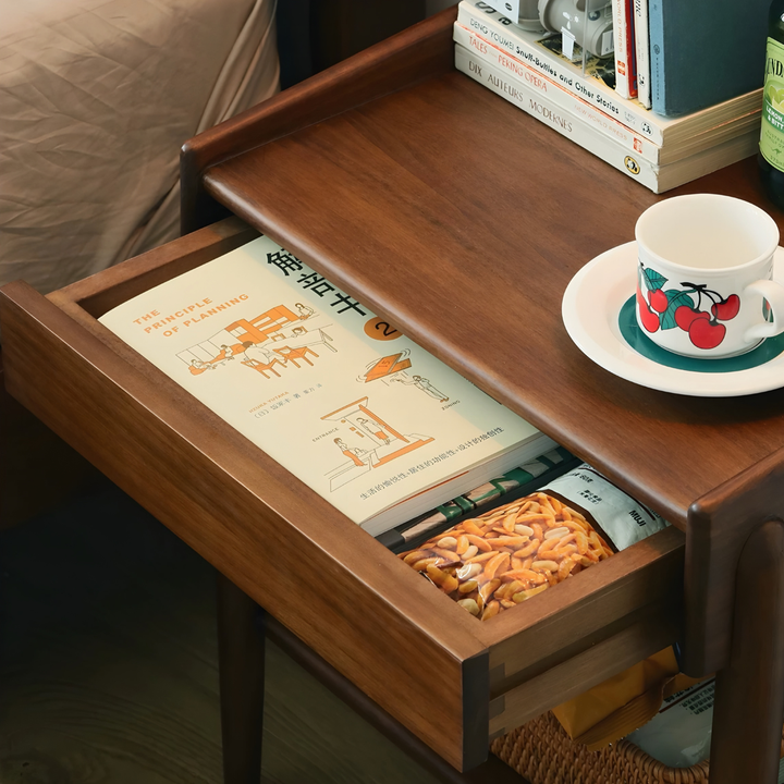 RUVEN Rustic Solid Wood Bedside Table - Cassa Haus Singapore