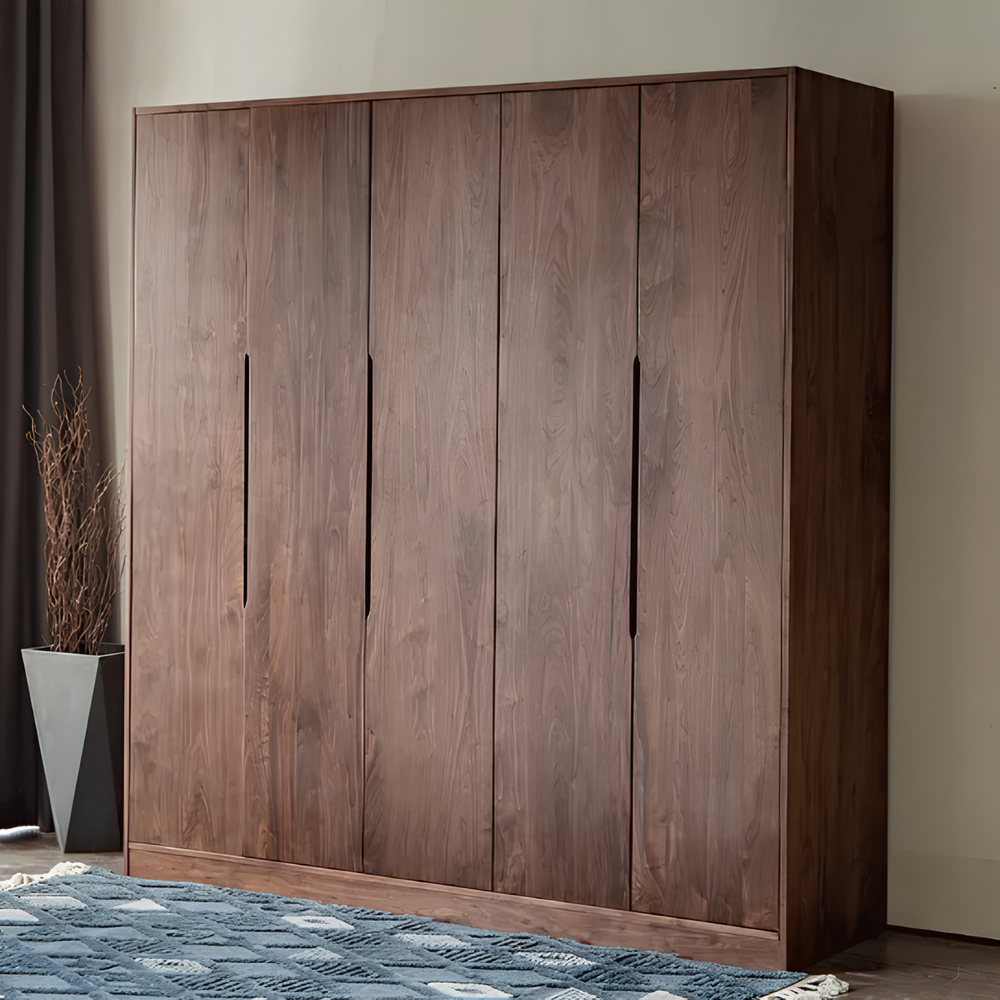 MORQEN Modern Black Walnut Wood Wardrobe - Cassa Haus Singapore
