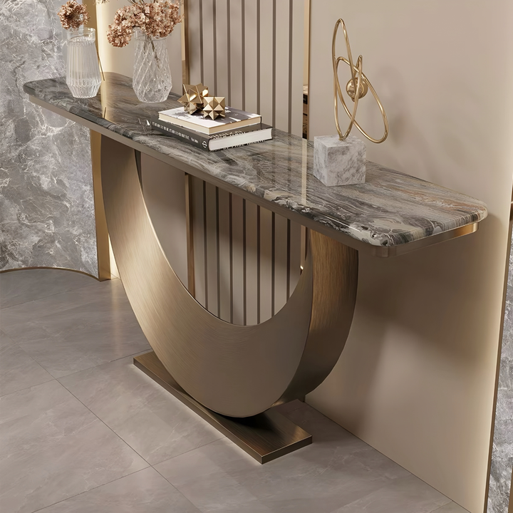 ARCELLE Modern Natural Marble Console Table - Cassa Haus Singapore