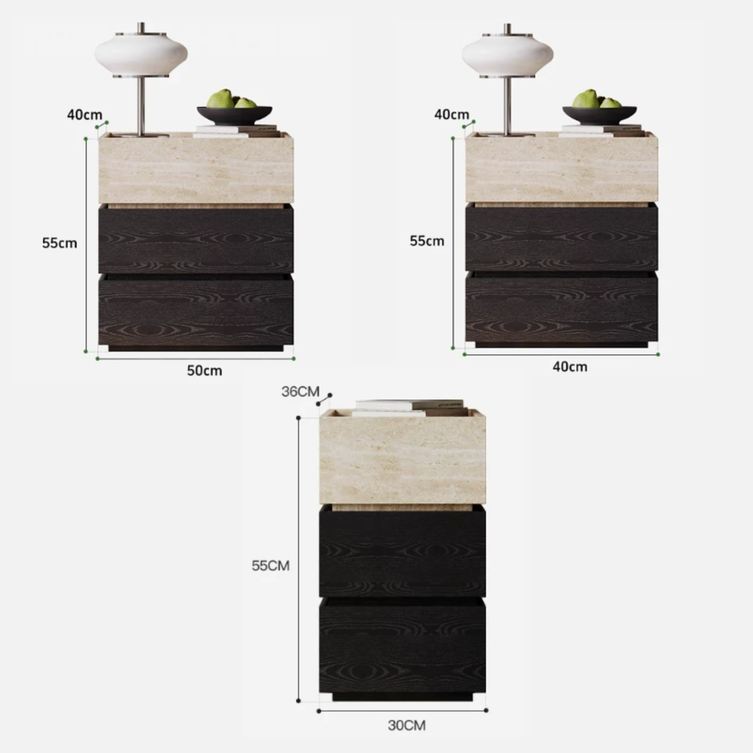 ELYRA Modern Travertine Bedside Table - Cassa Haus Singapore