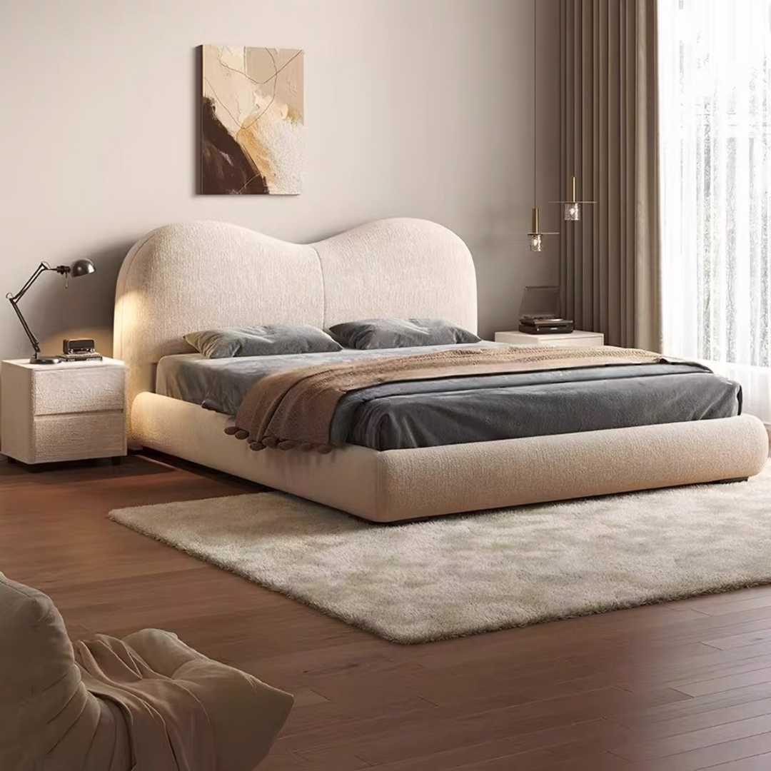 ELORIS Modern Chenille Bedframe - Cassa Haus Singapore