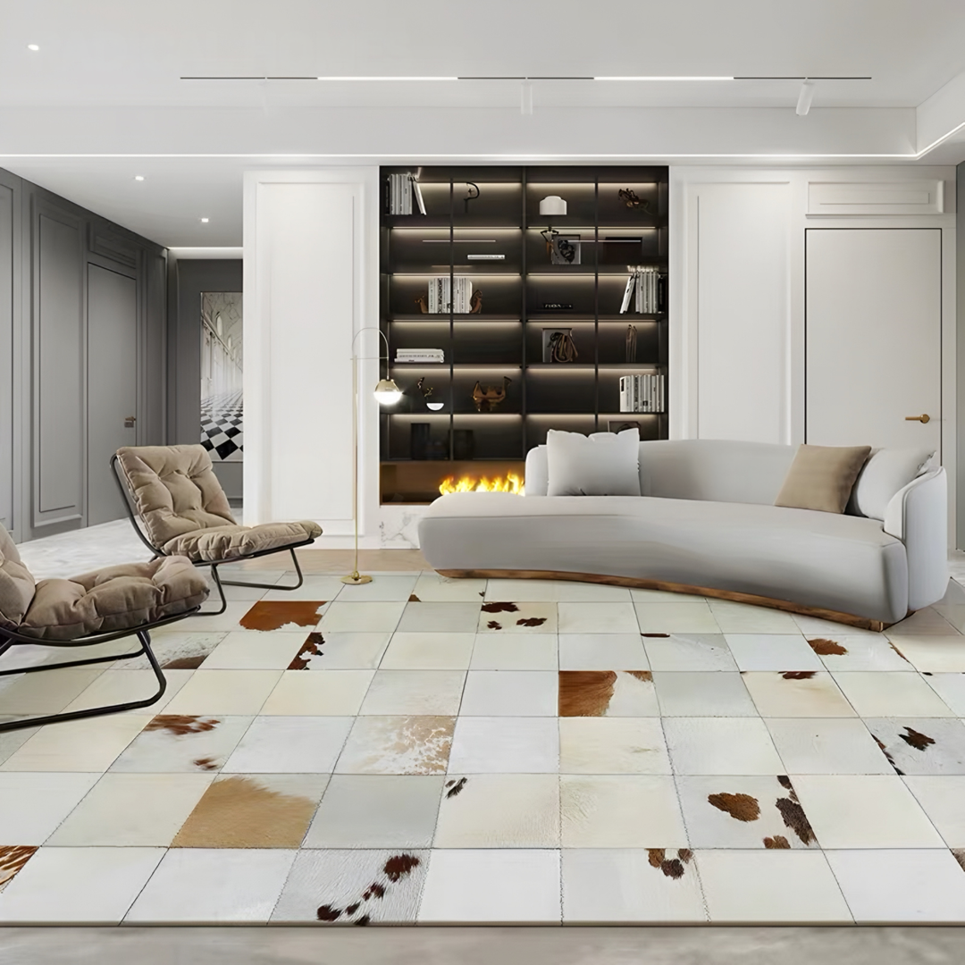 AVELITHRA Modern Cowhide Leather Rug - Cassa Haus Singapore