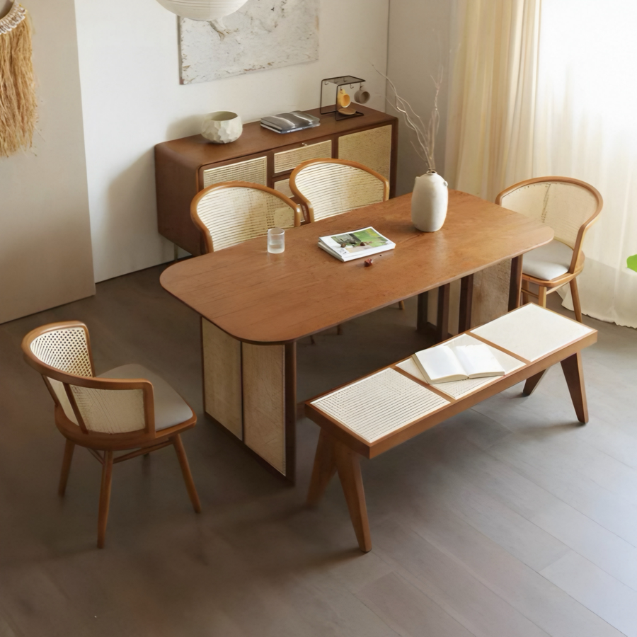 RATTANCOURT Modern Solid Wood Dining Table - Cassa Haus Singapore