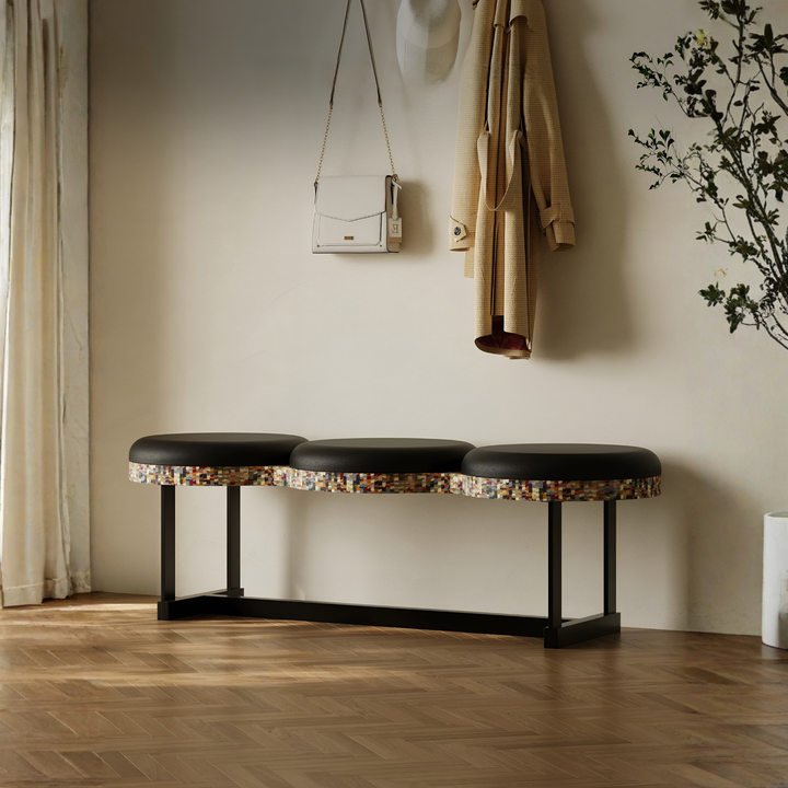 KESTRUM Boho Leather Entryway Bench - Urban Mood Singapore