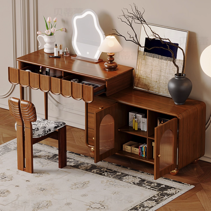 FLEUREN Vintage Solid Wood Dressing Table Set - Cassa Haus Singapore