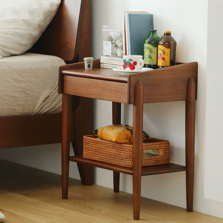 RUVEN Rustic Solid Wood Bedside Table - Cassa Haus Singapore